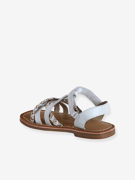 Sandalen met klittenband van leer voor kinderen, kleuterschoolcollectie VERTBAUDET wit - vertbaudet enfant 