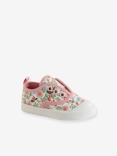 Stoffen elastische babysneakers roze, bedrukt - vertbaudet enfant 