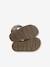 Sandales bébé fermées cuir à scratchs bleu jean+sable - vertbaudet enfant 
