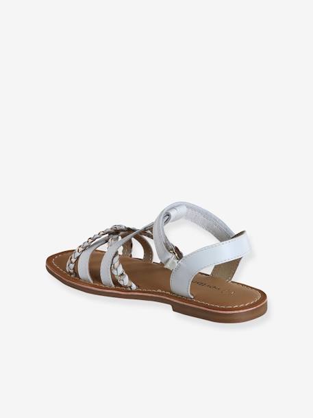 Leren kindersandalen met klittenband veel blauw+wit - vertbaudet enfant 