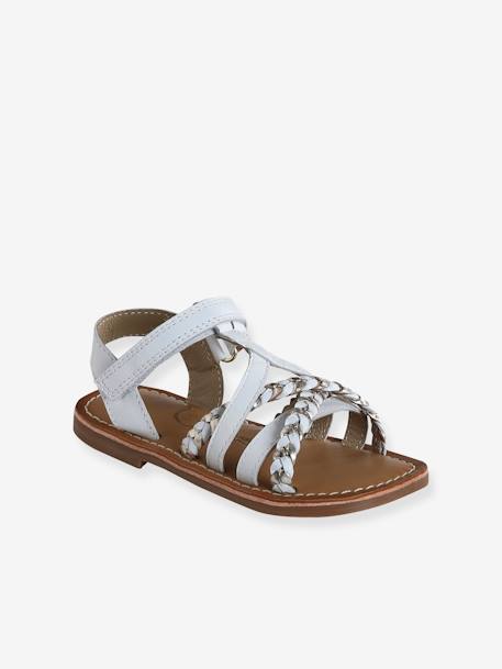 Sandalen met klittenband van leer voor kinderen, kleuterschoolcollectie VERTBAUDET wit - vertbaudet enfant 