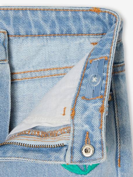 Mom meisjesjeans met bloemenborduurwerk lichtblauw - vertbaudet enfant 