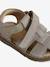 Sandales bébé fermées cuir à scratchs bleu jean+sable - vertbaudet enfant 