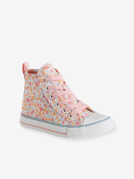 Baskets montantes lacées et zippées enfant collection maternelle blanc imprimé - vertbaudet enfant 