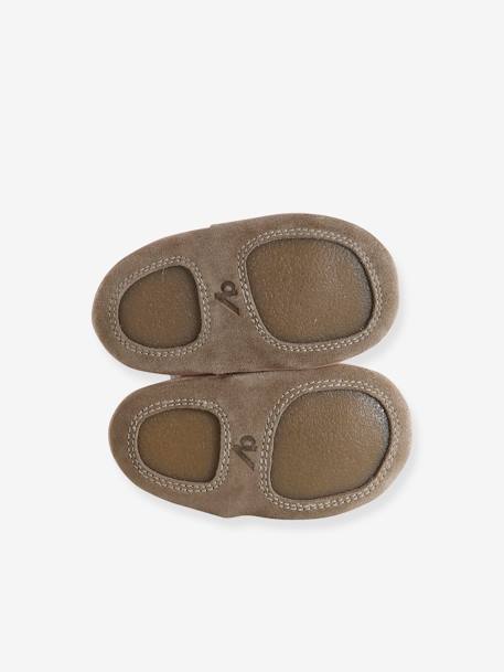 Chaussons bébé cuir souple blanc imprimé+bleu nuit+or+rose poudré - vertbaudet enfant 