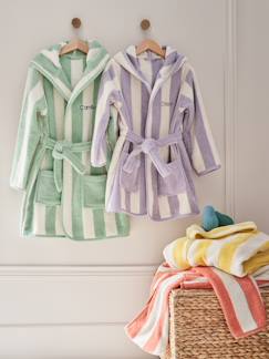 -Peignoir de bain adulte mixte rayures TRANSAT capsule famille personnalisable, avec coton recyclé