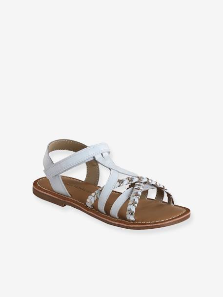 Leren kindersandalen met klittenband veel blauw+wit - vertbaudet enfant 