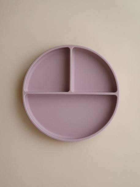 Assiette compartimentée en silicone beige+gris+rose - vertbaudet enfant 