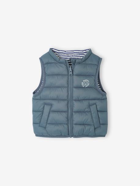 Omkeerbaar donsjack met rits voor baby grijsblauw - vertbaudet enfant 