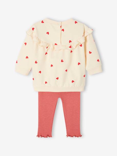 Set sweater met ruche + legging baby ecru+rozen - vertbaudet enfant 