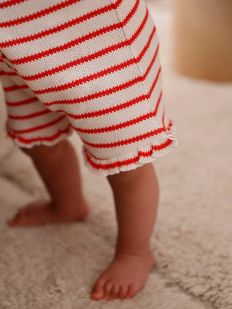 Combishort bébé fille jersey effet tricot rayé rouge - vertbaudet enfant 