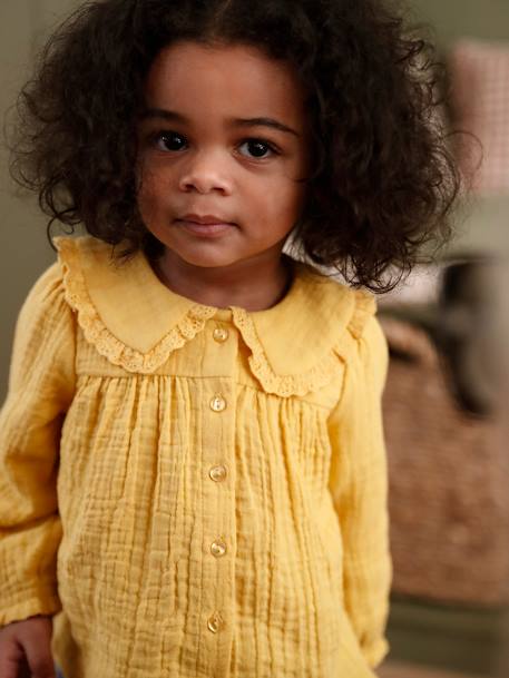 Babyblouse van katoengaas okergeel - vertbaudet enfant 