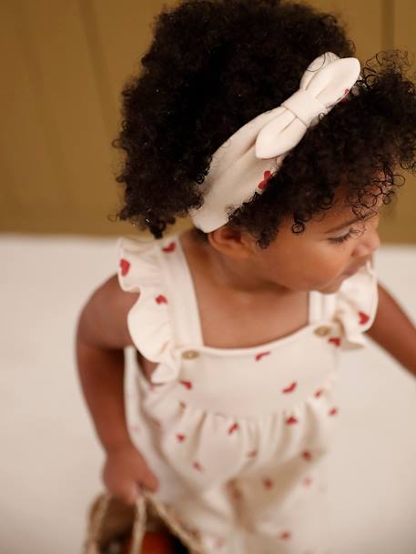Fleece romper + hoofdband baby ecru+vanille - vertbaudet enfant 
