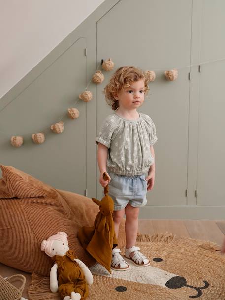 Babyblouse met print groengrijs+vanille - vertbaudet enfant 