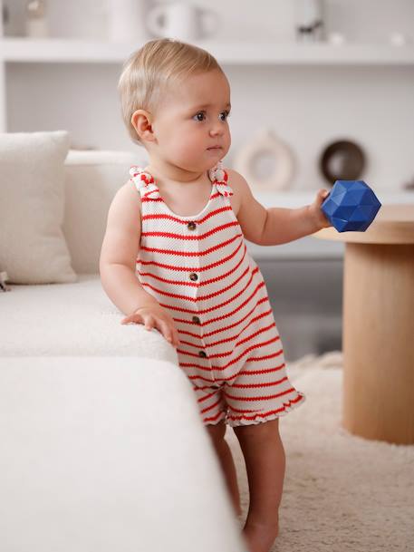 Combishort bébé fille jersey effet tricot rayé rouge - vertbaudet enfant 