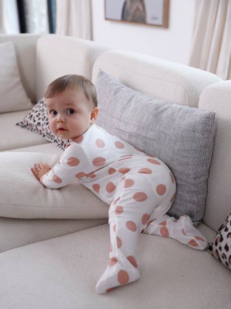 Set van 3 pyjama's van jersey met rits BASICS cappuccino+chambrayblauw+rouge - vertbaudet enfant 