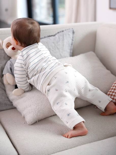 Set sweater en broek baby BEIGE CLAIR RAYE+gemêleerd blauw+lichtroze - vertbaudet enfant 