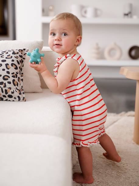 Combishort bébé fille jersey effet tricot rayé rouge - vertbaudet enfant 