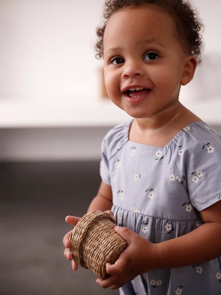 Vertbaudet meisjes jumpsuit met vlindermouwen hemelsblauw+rood, geruit - vertbaudet enfant 