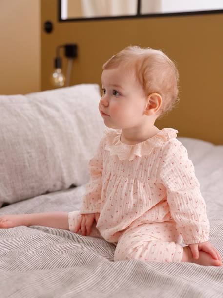 Katoenen babypakje van hydrofiel doek lichtroze - vertbaudet enfant 