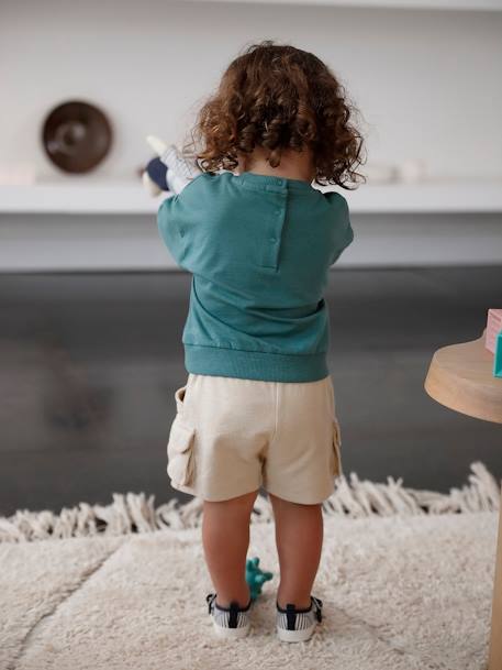 Gepersonaliseerd baby-sweatshirt met druk op de rug smaragdgroen - vertbaudet enfant 