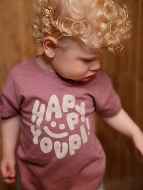 T-Shirt 'Happy Youpi' bébé manches courtes en coton bio violet - vertbaudet enfant 
