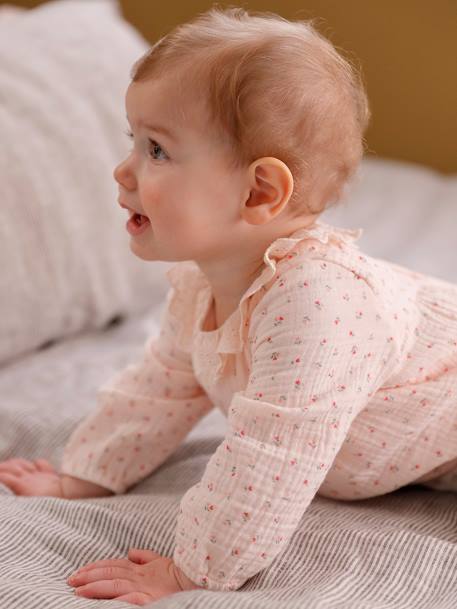 Katoenen babypakje van hydrofiel doek lichtroze - vertbaudet enfant 