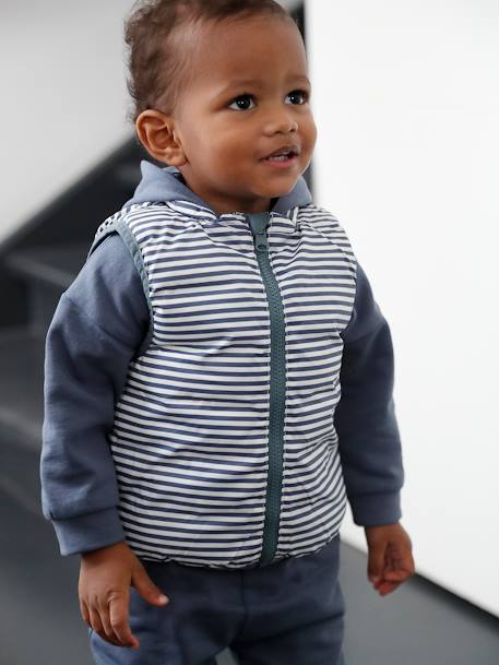 Omkeerbaar donsjack met rits voor baby grijsblauw - vertbaudet enfant 