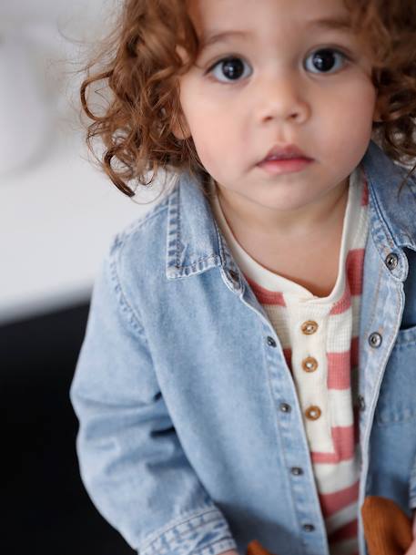 Bébé-Chemise bébé en jean pressionnée personnalisable