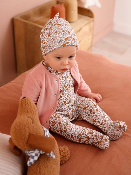 Ensemble naissance body + salopette + bonnet + gilet personnalisable rose+vert d'eau - vertbaudet enfant 