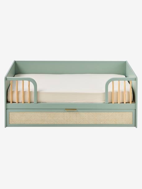 Lit enfant 70x140 cm avec tiroir en cannage LIGNE POESIE vert - vertbaudet enfant 
