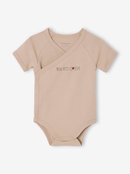 Lot de 3 bodies naissance manches courtes 'mon petit c½ur' bleu ciel - vertbaudet enfant 