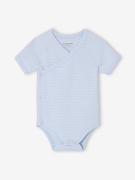 Lot de 3 bodies naissance manches courtes 'mon petit c½ur' bleu ciel - vertbaudet enfant 