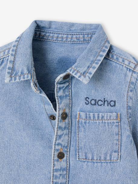 Chemise bébé en jean pressionnée personnalisable double stone - vertbaudet enfant 