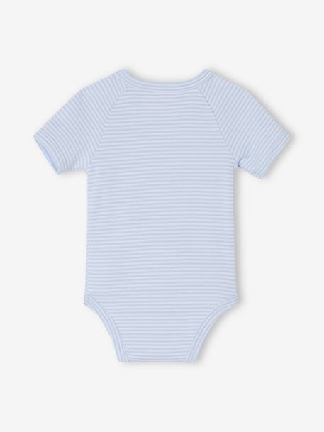 Lot de 3 bodies naissance manches courtes 'mon petit c½ur' bleu ciel - vertbaudet enfant 