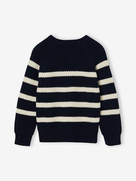 Pull garçon rayé caramel+écru+encre+kaki - vertbaudet enfant 