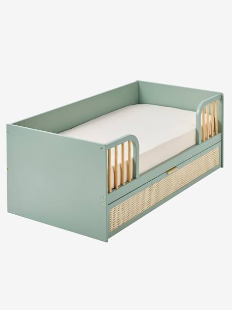 Lit enfant 70x140 cm avec tiroir en cannage LIGNE POESIE vert - vertbaudet enfant 