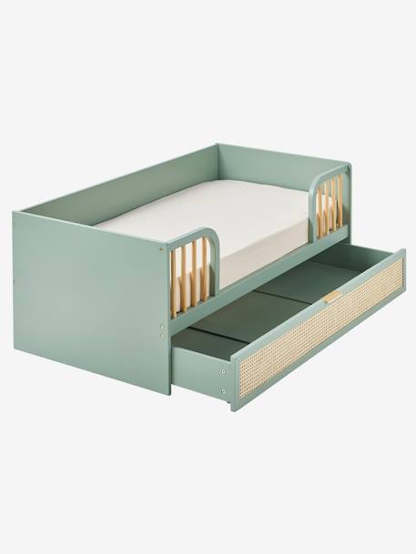 Kinderbed 70x140 cm met rieten lade LIGNE POESIE groen - vertbaudet enfant 