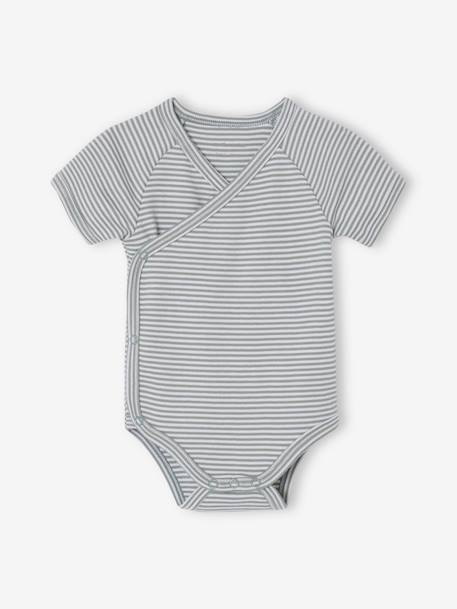 Lot de 3 bodies naissance manches courtes 'mon petit c½ur' bleu ciel - vertbaudet enfant 