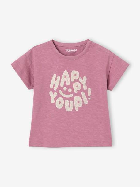 T-Shirt 'Happy Youpi' bébé manches courtes en coton bio violet - vertbaudet enfant 