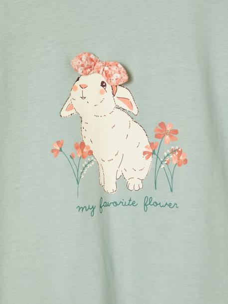Tee-shirt motif fantaisie fille abricot+bleu grisé - vertbaudet enfant 