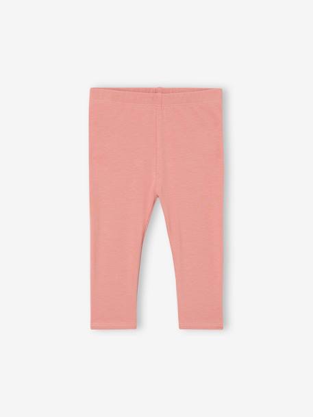 Set van 3 effen leggings Basics baby grijsblauw+oudroze - vertbaudet enfant 