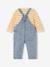 Babyset gestreept T-shirt en jeans tuinbroek double stone - vertbaudet enfant 