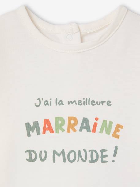 T-shirt baby peetvader / peetmoeder met drukknoopjes op de rug groengrijs+wit - vertbaudet enfant 