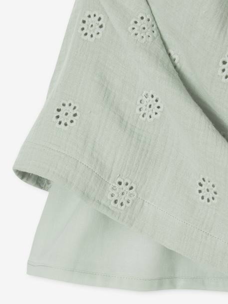 Bloemetjesjurk voor meisjes van katoengaas koraal+lichtblauw+saliegroen+vanille - vertbaudet enfant 