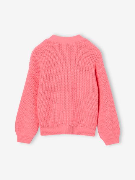 Gilet fille en côte perlée pistache+rose - vertbaudet enfant 