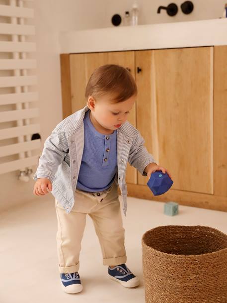 Pantalon bébé taille élastiquée caramel+vanille - vertbaudet enfant 