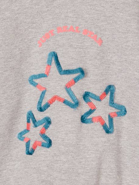 Sweat fille motif fantaisie écru+gris chiné+indigo - vertbaudet enfant 