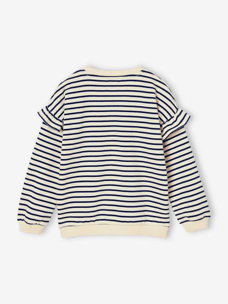 Sweat fille rayé manches à volants marine+rouge+vieux rose - vertbaudet enfant 