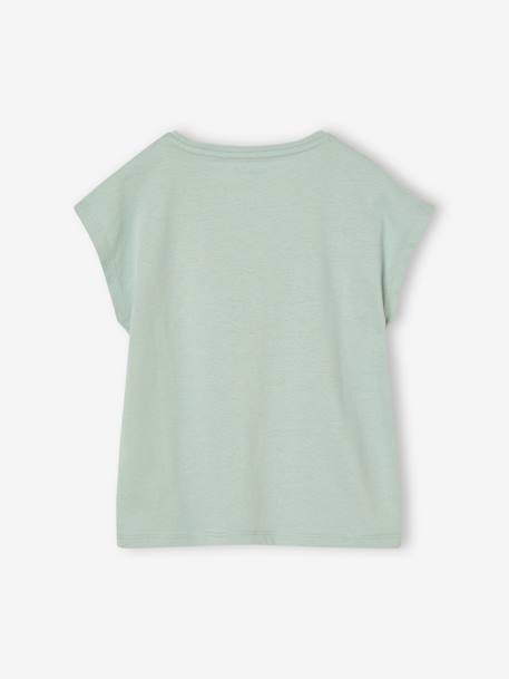 Tee-shirt motif fantaisie fille abricot+bleu grisé - vertbaudet enfant 
